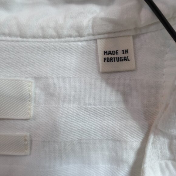 Billy Reid Shirt XS White Patchwork Band Collar Relaxed Made in Portugal - Picture 5 of 12